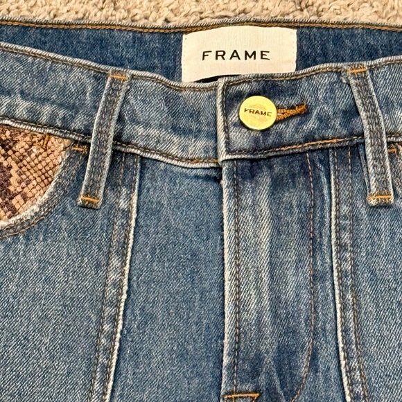 FRAME Denim Jeans with Snakeskin Detail - Picture 2 of 6